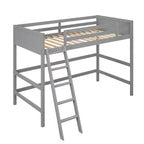 Okak 79.5IN Twin Size Kids Loft Bed with Ladder, Twin Bed with Safety Guardrails, Bed Frames for Kids Room, Gaming Room, Living Room