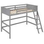 Okak 79.5IN Twin Size Kids Loft Bed with Ladder, Twin Bed with Safety Guardrails, Bed Frames for Kids Room, Gaming Room, Living Room