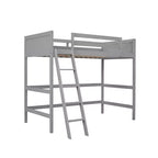 Okak 79.5IN Twin Size Kids Loft Bed with Ladder, Twin Bed with Safety Guardrails, Bed Frames for Kids Room, Gaming Room, Living Room