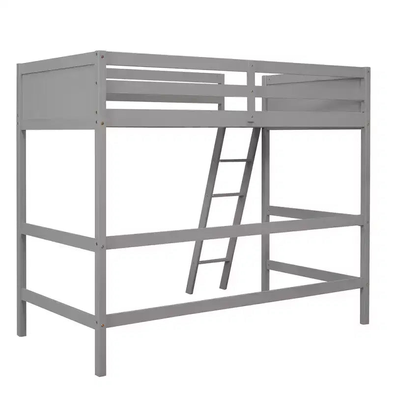 Okak 79.5IN Twin Size Kids Loft Bed with Ladder, Twin Bed with Safety Guardrails, Bed Frames for Kids Room, Gaming Room, Living Room