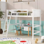 Okak 79.5IN Twin Size Kids Loft Bed with Ladder, Twin Bed with Safety Guardrails, Bed Frames for Kids Room, Gaming Room, Living Room