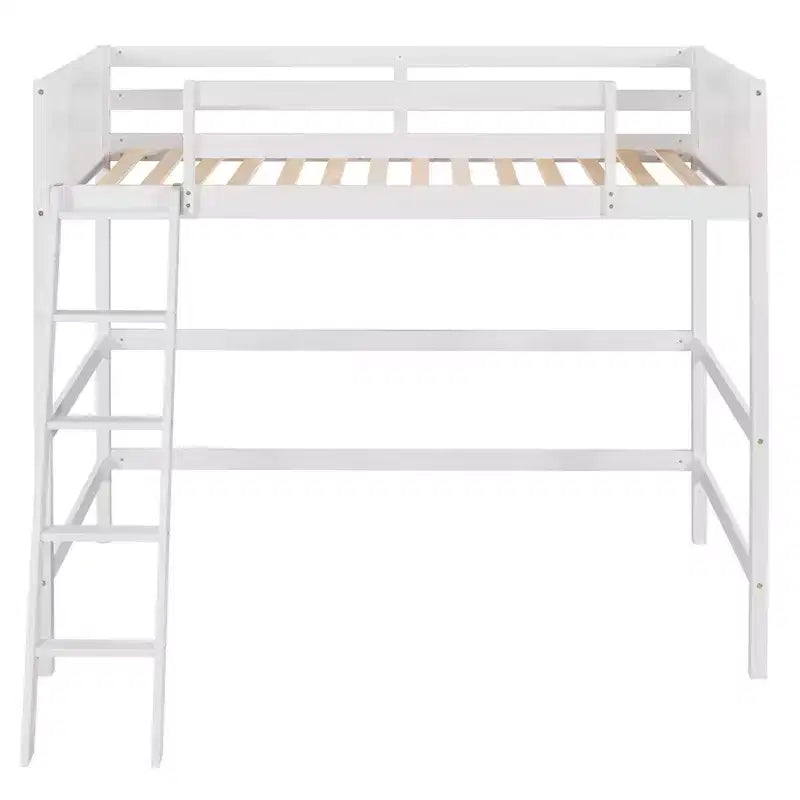 Okak 79.5IN Twin Size Kids Loft Bed with Ladder, Twin Bed with Safety Guardrails, Bed Frames for Kids Room, Gaming Room, Living Room