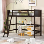 Okak 79.5IN Twin Size Kids Loft Bed with Ladder, Twin Bed with Safety Guardrails, Bed Frames for Kids Room, Gaming Room, Living Room