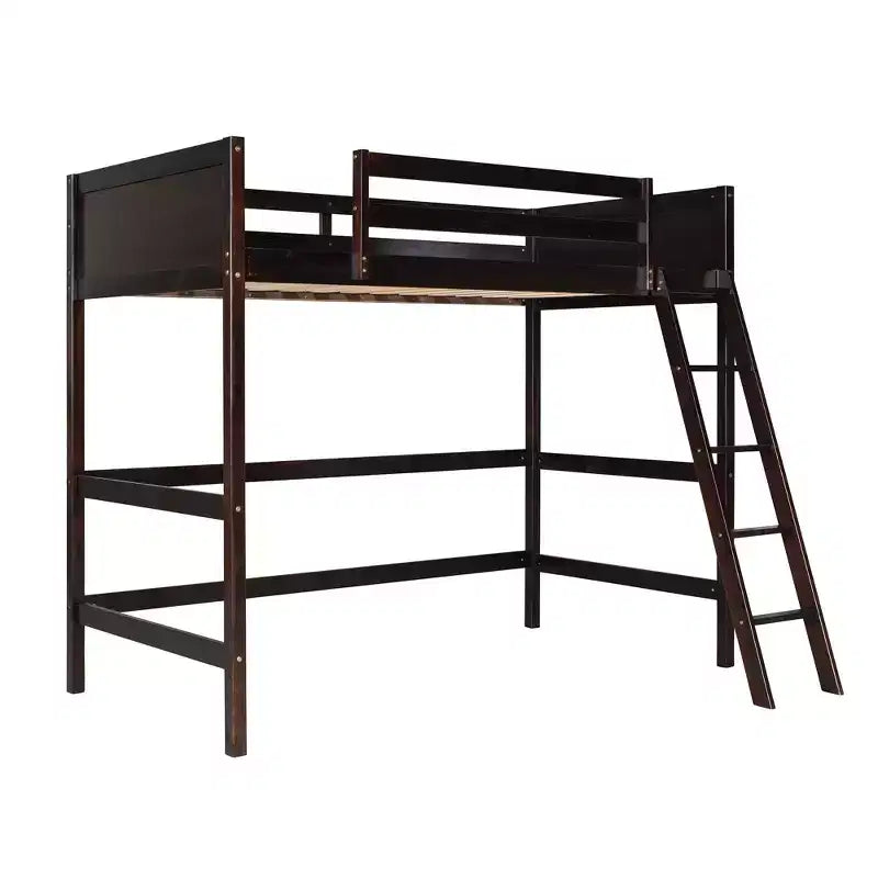 Okak 79.5IN Twin Size Kids Loft Bed with Ladder, Twin Bed with Safety Guardrails, Bed Frames for Kids Room, Gaming Room, Living Room