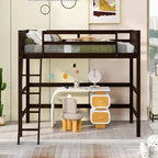 Okak 79.5IN Twin Size Kids Loft Bed with Ladder, Twin Bed with Safety Guardrails, Bed Frames for Kids Room, Gaming Room, Living Room