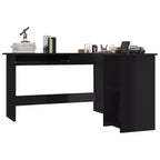 Scrivania angolare Nera lucida Legno multistrato 120x140x75 cm
