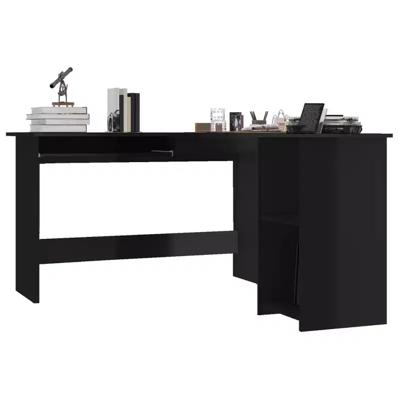 Scrivania angolare Nera lucida Legno multistrato 120x140x75 cm