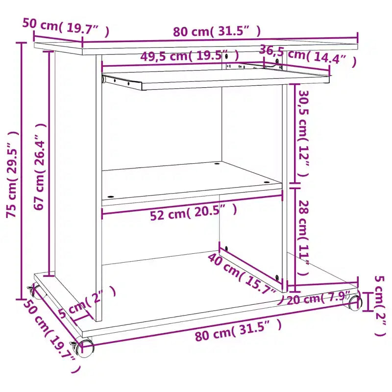 Scrivania per computer in legno multistrato bianco, compatta con estraibile