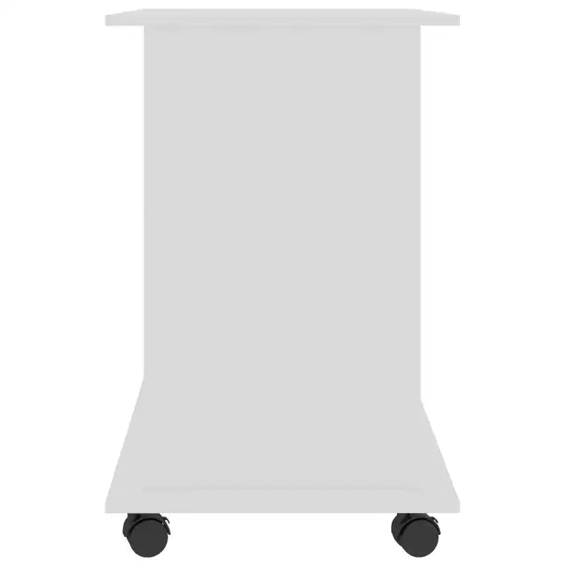 Scrivania per computer in legno multistrato bianco, compatta con estraibile