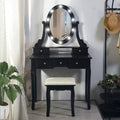 Small Moder Makeup Vanity Desk with Mirror and Lights Girls Vanity Table Set with 5 Storage Drawer,Stool for Bedroom, Dressing Table for Bedroom