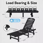 HYLEORY High-Density Polyethylene Recliner Lounge Chair with 5-Level Adjustment Back and Smooth Rolling Wheels and Cup-Holder(Set of 2)