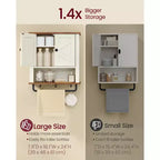 Farmhouse Wall-Mounted Cabinet with Barn Doors, 18.1x24 Inch Medicine Storage with Adjustable Shelf and Towel Bar, Rustic White