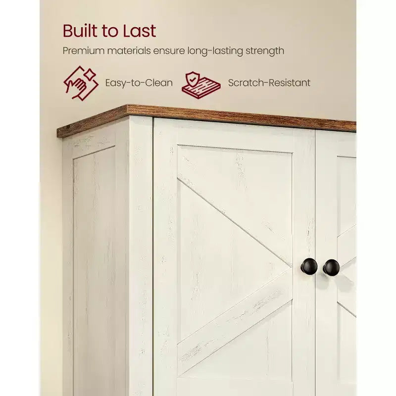 Farmhouse Wall-Mounted Cabinet with Barn Doors, 18.1x24 Inch Medicine Storage with Adjustable Shelf and Towel Bar, Rustic White