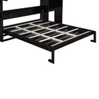 Queen Size Murphy Bed Space-saving Wall Bed Foldable Bed with Desk, Vanity with Mirror & Cabinets - ModernLuxe