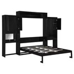 Queen Size Murphy Bed Space-saving Wall Bed Foldable Bed with Desk, Vanity with Mirror & Cabinets - ModernLuxe