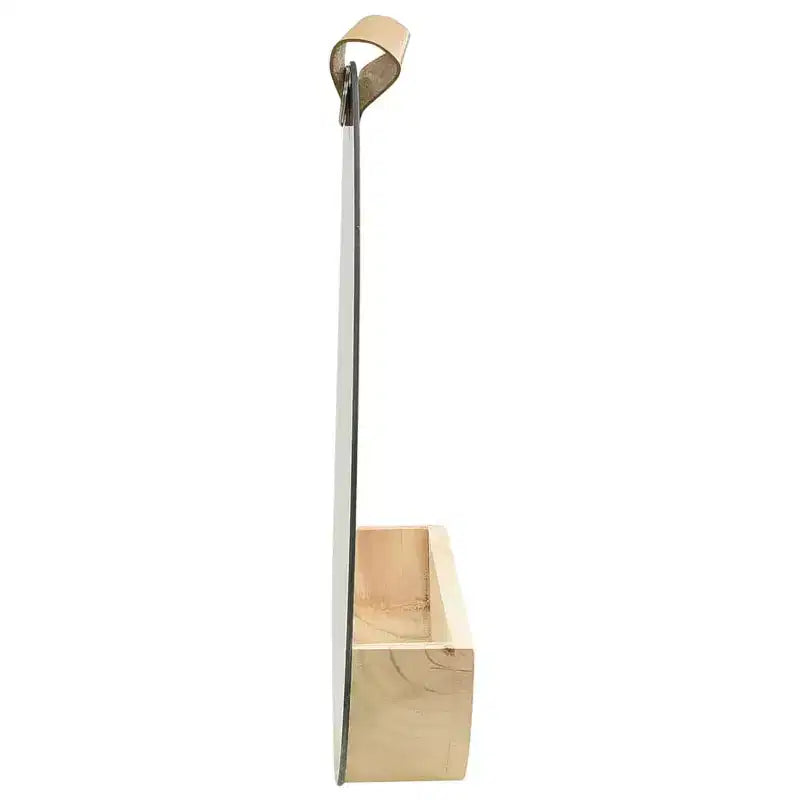 Specchio da parete in vetro e legno naturale, Legno massello di pino di media dimensione