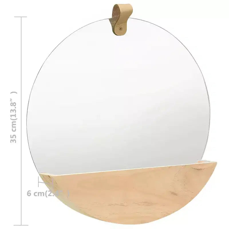 Specchio da parete in vetro e legno naturale, Legno massello di pino di media dimensione
