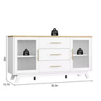 CuisinSmart 56'' Buffet Cabinet Sideboard with Fluted Glass Doors+Gold Handles, Coffee Bar Cabinet with Adjustable Shelves, for Dining&Living Room
