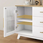 CuisinSmart 56'' Buffet Cabinet Sideboard with Fluted Glass Doors+Gold Handles, Coffee Bar Cabinet with Adjustable Shelves, for Dining&Living Room
