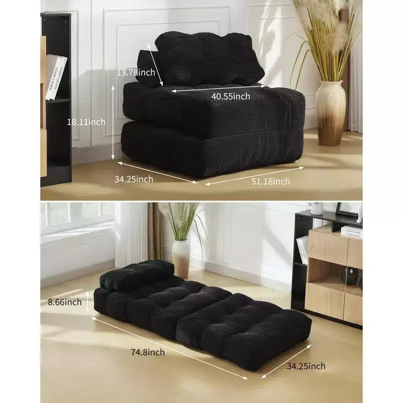 Garvee 34.25x74.8 Single Folding Sofa Bed,Convertible Sleeper Chair with Pillow, Portable Foldable Chair and Mattress