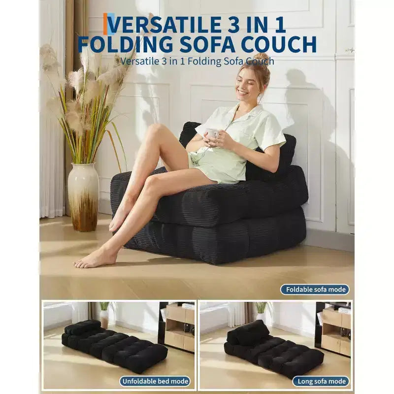 Garvee 34.25x74.8 Single Folding Sofa Bed,Convertible Sleeper Chair with Pillow, Portable Foldable Chair and Mattress
