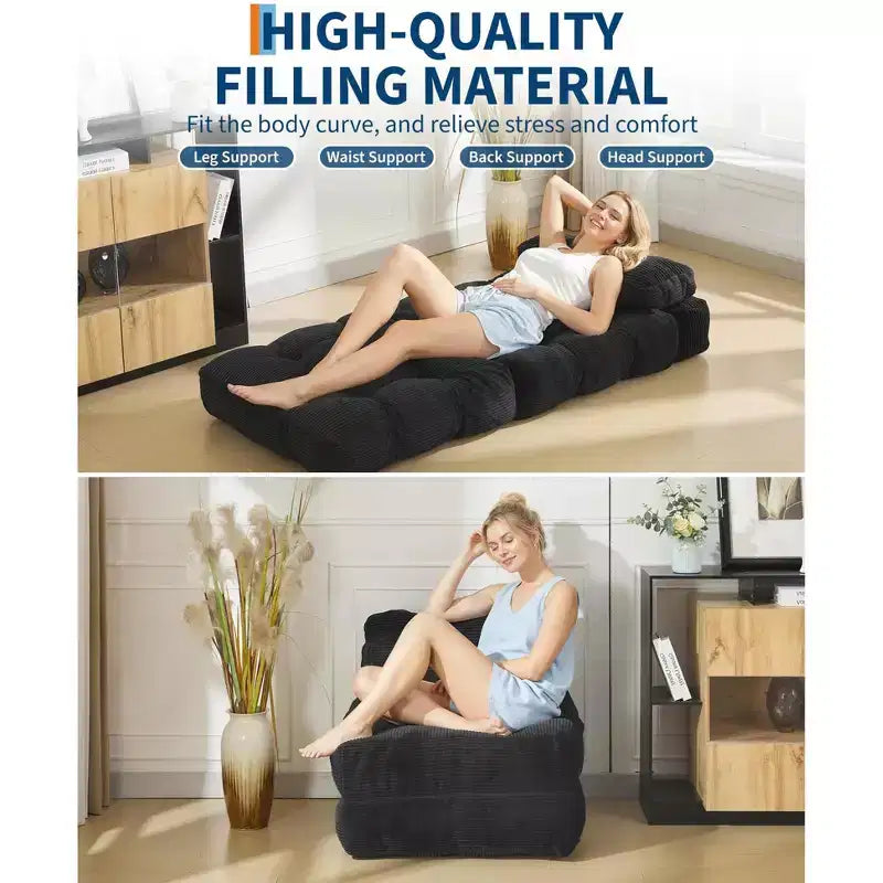 Garvee 34.25x74.8 Single Folding Sofa Bed,Convertible Sleeper Chair with Pillow, Portable Foldable Chair and Mattress