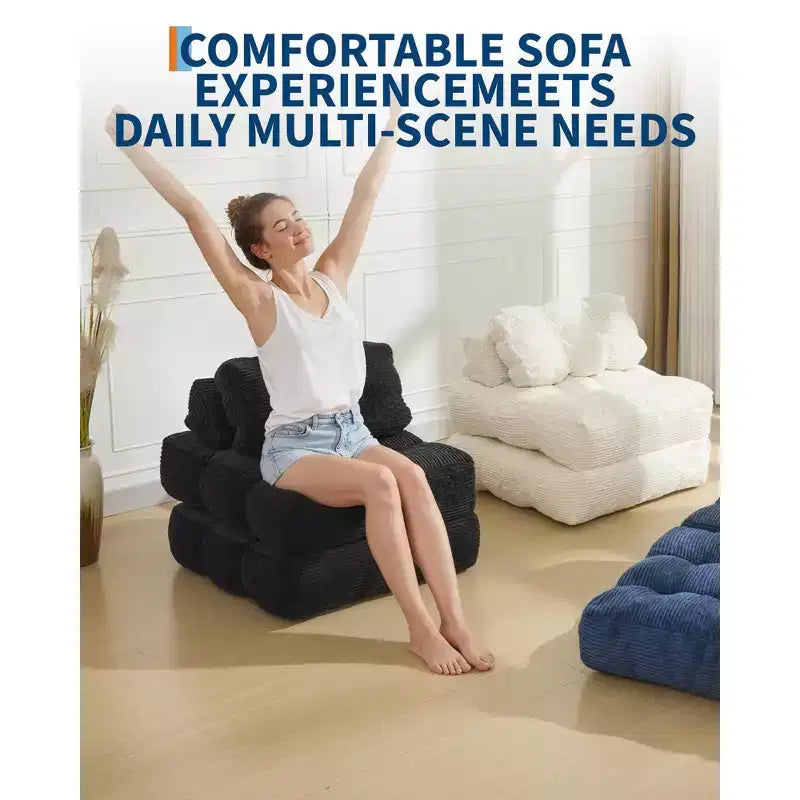Garvee 34.25x74.8 Single Folding Sofa Bed,Convertible Sleeper Chair with Pillow, Portable Foldable Chair and Mattress