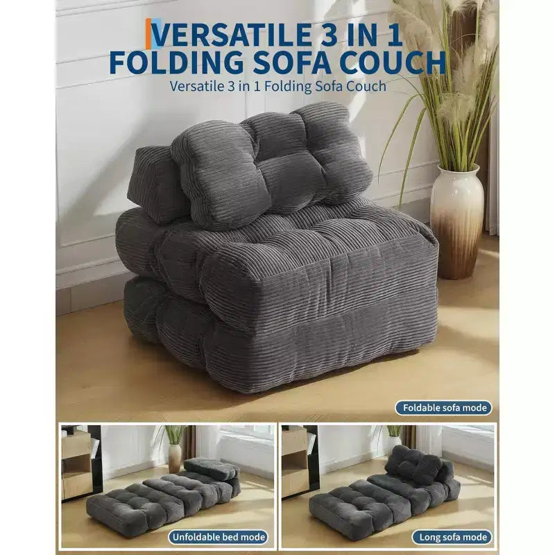 Garvee 34.25x74.8 Single Folding Sofa Bed,Convertible Sleeper Chair with Pillow, Portable Foldable Chair and Mattress