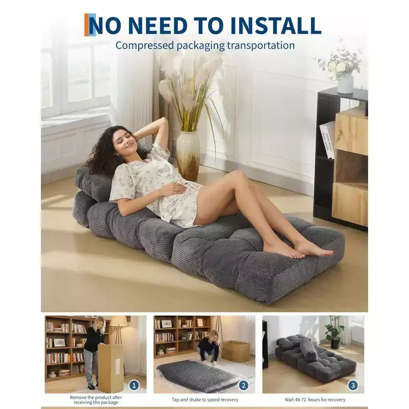 Garvee 34.25x74.8 Single Folding Sofa Bed,Convertible Sleeper Chair with Pillow, Portable Foldable Chair and Mattress
