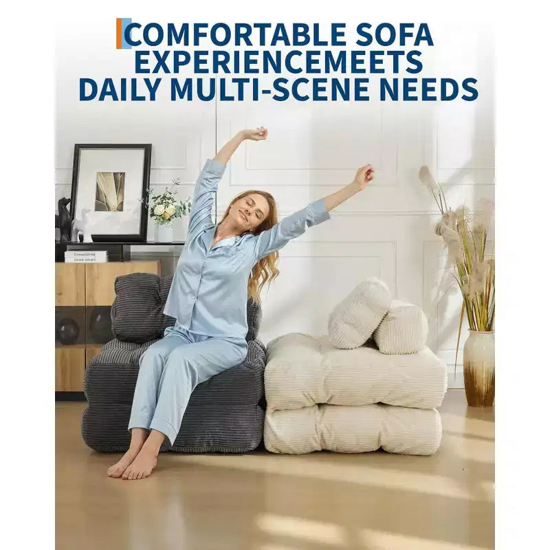 Garvee 34.25x74.8 Single Folding Sofa Bed,Convertible Sleeper Chair with Pillow, Portable Foldable Chair and Mattress