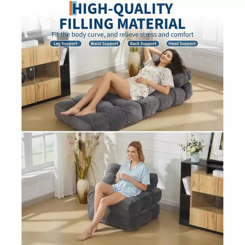 Garvee 34.25x74.8 Single Folding Sofa Bed,Convertible Sleeper Chair with Pillow, Portable Foldable Chair and Mattress