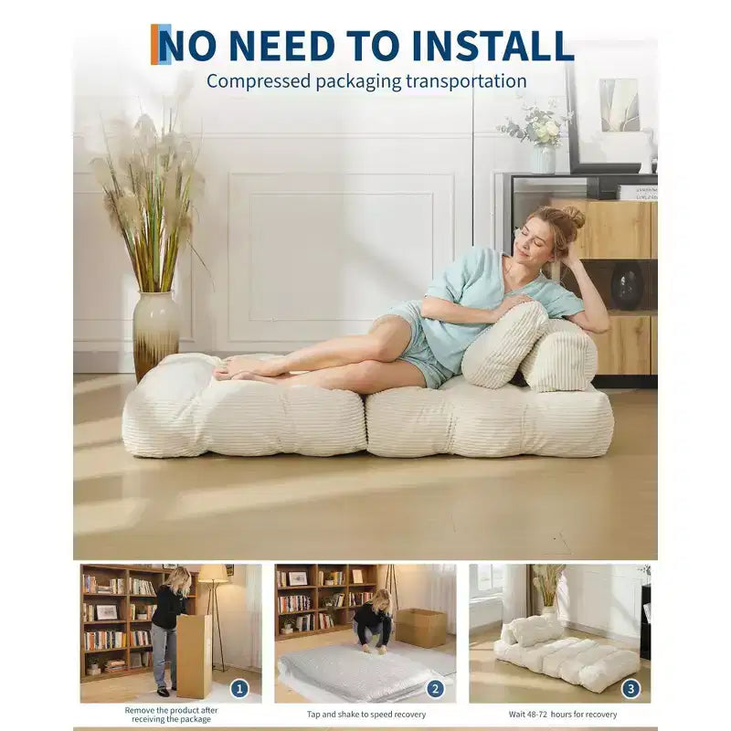 Garvee 34.25x74.8 Single Folding Sofa Bed,Convertible Sleeper Chair with Pillow, Portable Foldable Chair and Mattress