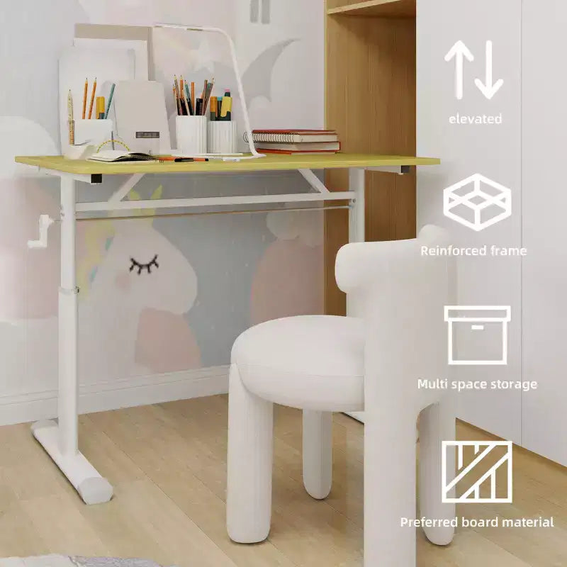 Okak Scrivania piccola regolabile in altezza 39.37IN, Scrivania per computer con design multiuso, Scrivania per soggiorno, ufficio, aula