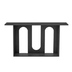 Consolle moderna curva Okak 60IN con impiallacciatura in frassino, tavolo da ingresso con ripiano inferiore, tavolo da corridoio per soggiorno, atrio