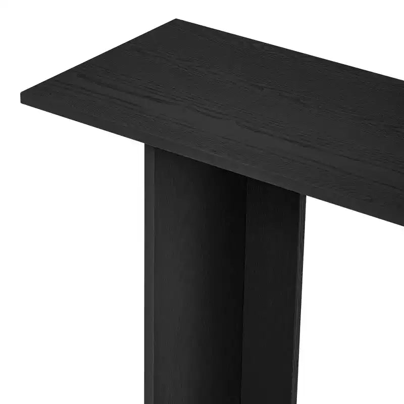 Consolle moderna curva Okak 60IN con impiallacciatura in frassino, tavolo da ingresso con ripiano inferiore, tavolo da corridoio per soggiorno, atrio