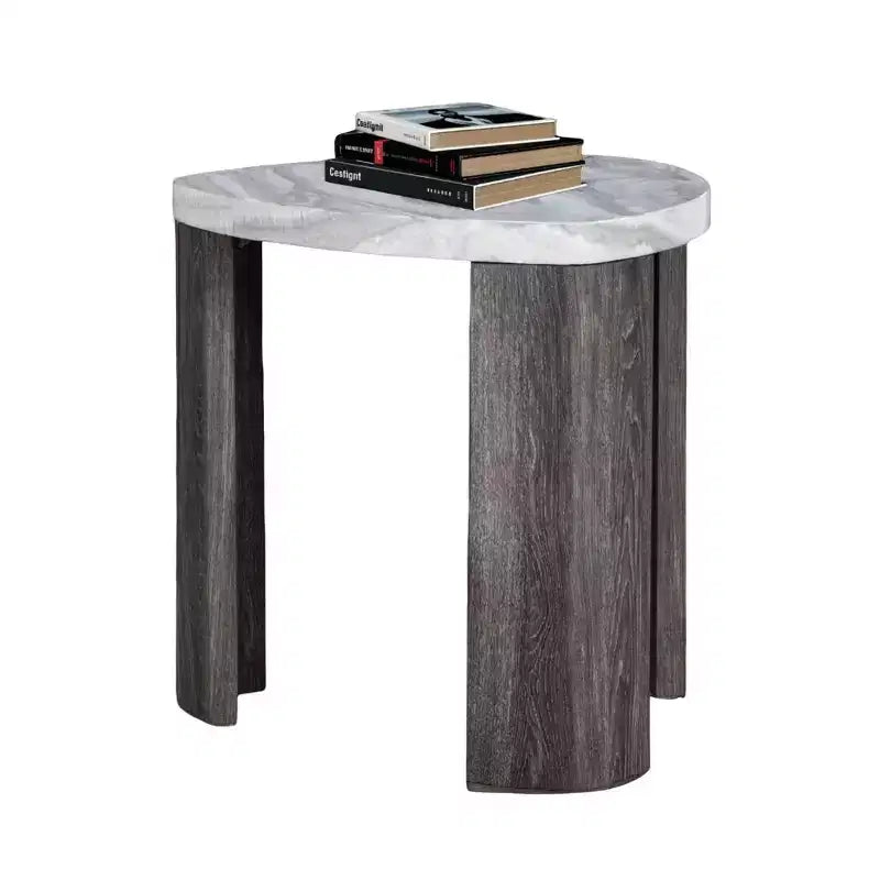 GDFStudio Declan Contemporary Triangle Rubberwood End Table with Hidden Casters