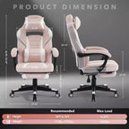 Sedia rosa fior di ciliegio con poggiapiedi, sedia ergonomica da computer con supporto lombare e poggiatesta, base girevole a 360° e sedia direzionale regolabile in altezza