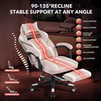 Sedia rosa fior di ciliegio con poggiapiedi, sedia ergonomica da computer con supporto lombare e poggiatesta, base girevole a 360° e sedia direzionale regolabile in altezza