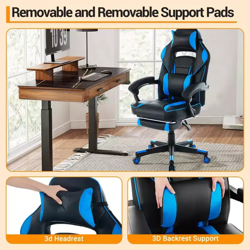 Sedia rosa fior di ciliegio con poggiapiedi, sedia ergonomica da computer con supporto lombare e poggiatesta, base girevole a 360° e sedia direzionale regolabile in altezza