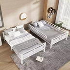 Okak 82.7/77.56IN Bunk Bed with Metal Frame, Space-Saving Bed Frames with Ladder and Safety Guardrails, Twin Bed for Kid