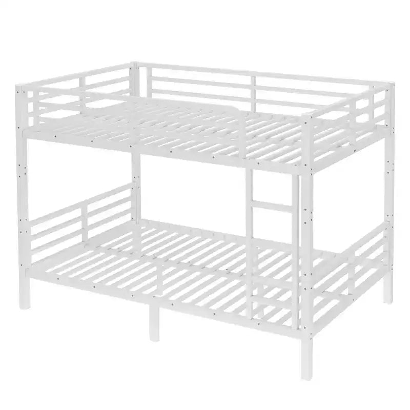 Okak 82.7/77.56IN Bunk Bed with Metal Frame, Space-Saving Bed Frames with Ladder and Safety Guardrails, Twin Bed for Kid