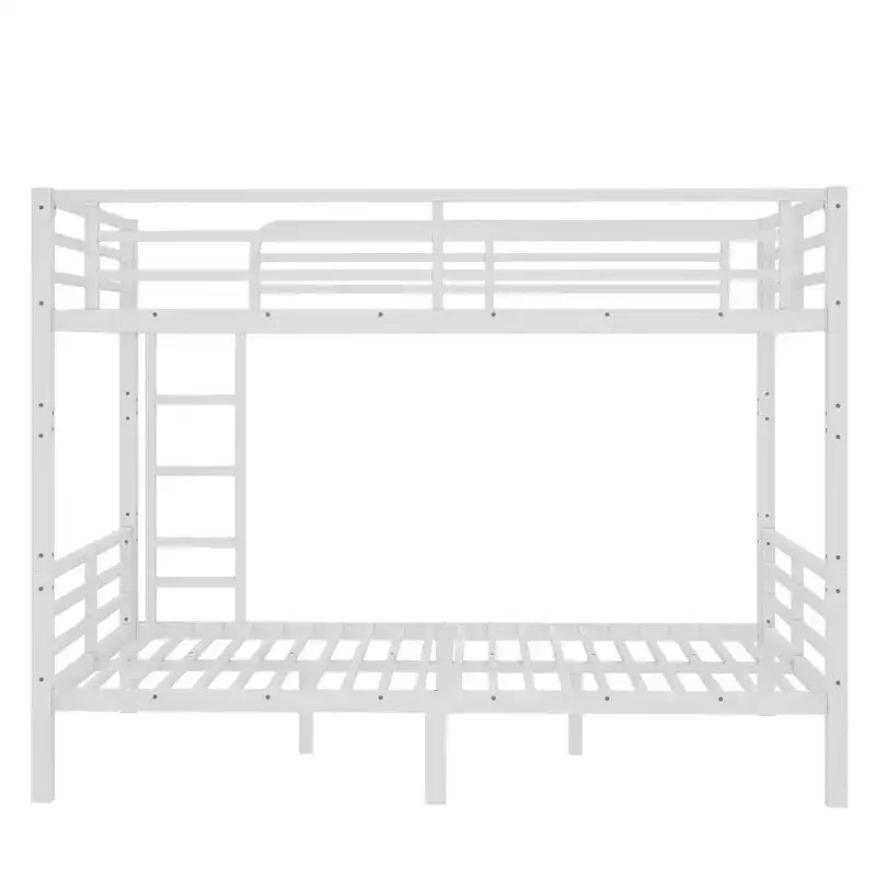 Okak 82.7/77.56IN Bunk Bed with Metal Frame, Space-Saving Bed Frames with Ladder and Safety Guardrails, Twin Bed for Kid