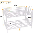 Okak 82.7/77.56IN Bunk Bed with Metal Frame, Space-Saving Bed Frames with Ladder and Safety Guardrails, Twin Bed for Kid