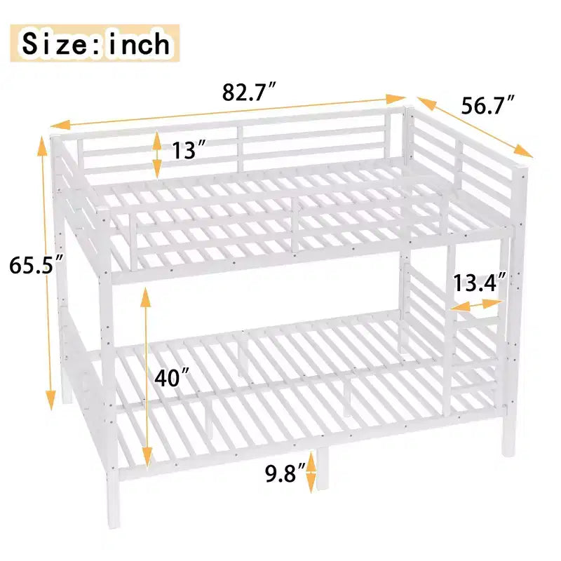 Okak 82.7/77.56IN Bunk Bed with Metal Frame, Space-Saving Bed Frames with Ladder and Safety Guardrails, Twin Bed for Kid