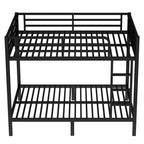 Okak 82.7/77.56IN Bunk Bed with Metal Frame, Space-Saving Bed Frames with Ladder and Safety Guardrails, Twin Bed for Kid