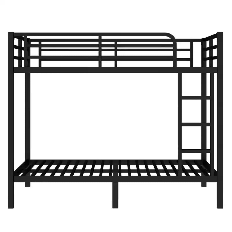 Okak 82.7/77.56IN Bunk Bed with Metal Frame, Space-Saving Bed Frames with Ladder and Safety Guardrails, Twin Bed for Kid