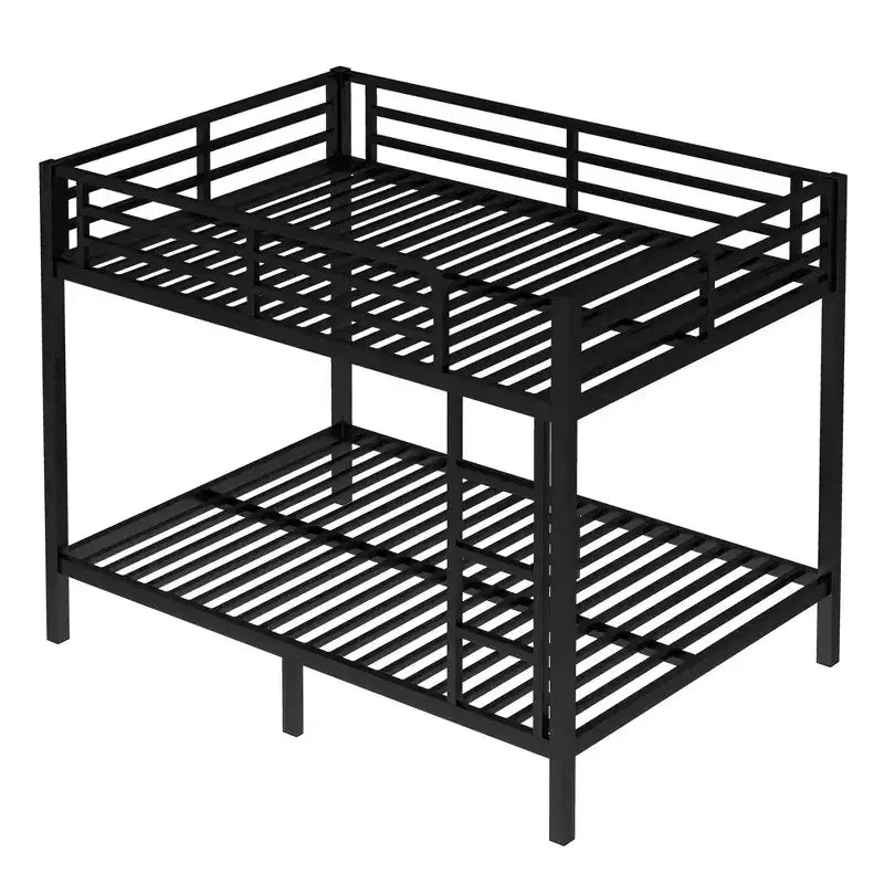 Okak 82.7/77.56IN Bunk Bed with Metal Frame, Space-Saving Bed Frames with Ladder and Safety Guardrails, Twin Bed for Kid