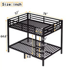 Okak 82.7/77.56IN Bunk Bed with Metal Frame, Space-Saving Bed Frames with Ladder and Safety Guardrails, Twin Bed for Kid