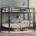 Okak 82.7/77.56IN Bunk Bed with Metal Frame, Space-Saving Bed Frames with Ladder and Safety Guardrails, Twin Bed for Kid