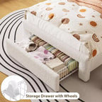 Twin Size Bed Frame - 2-Tier Storage Headboard, Upholstered Platform Bed with Charging Station & Drawer, Beige (For Kids/Boys/Girls)